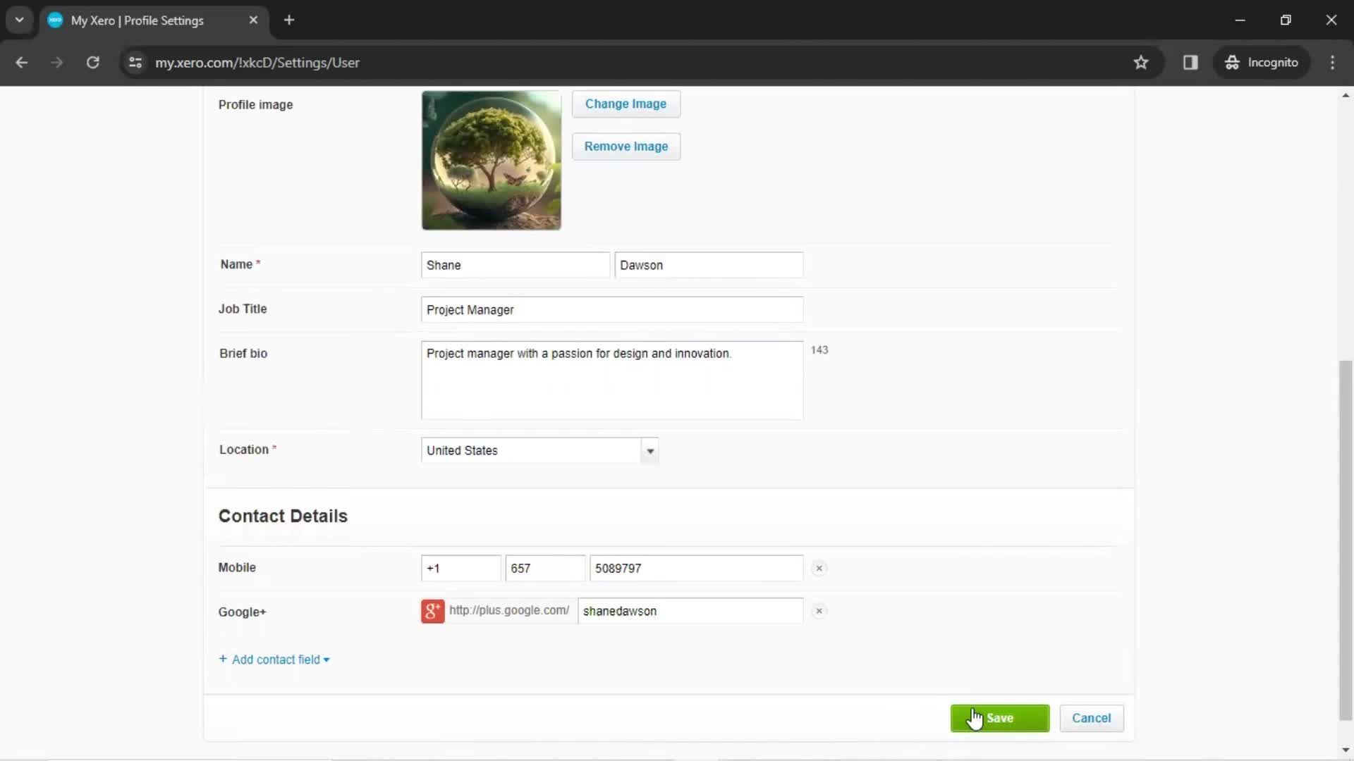 Updating your profile screenshot