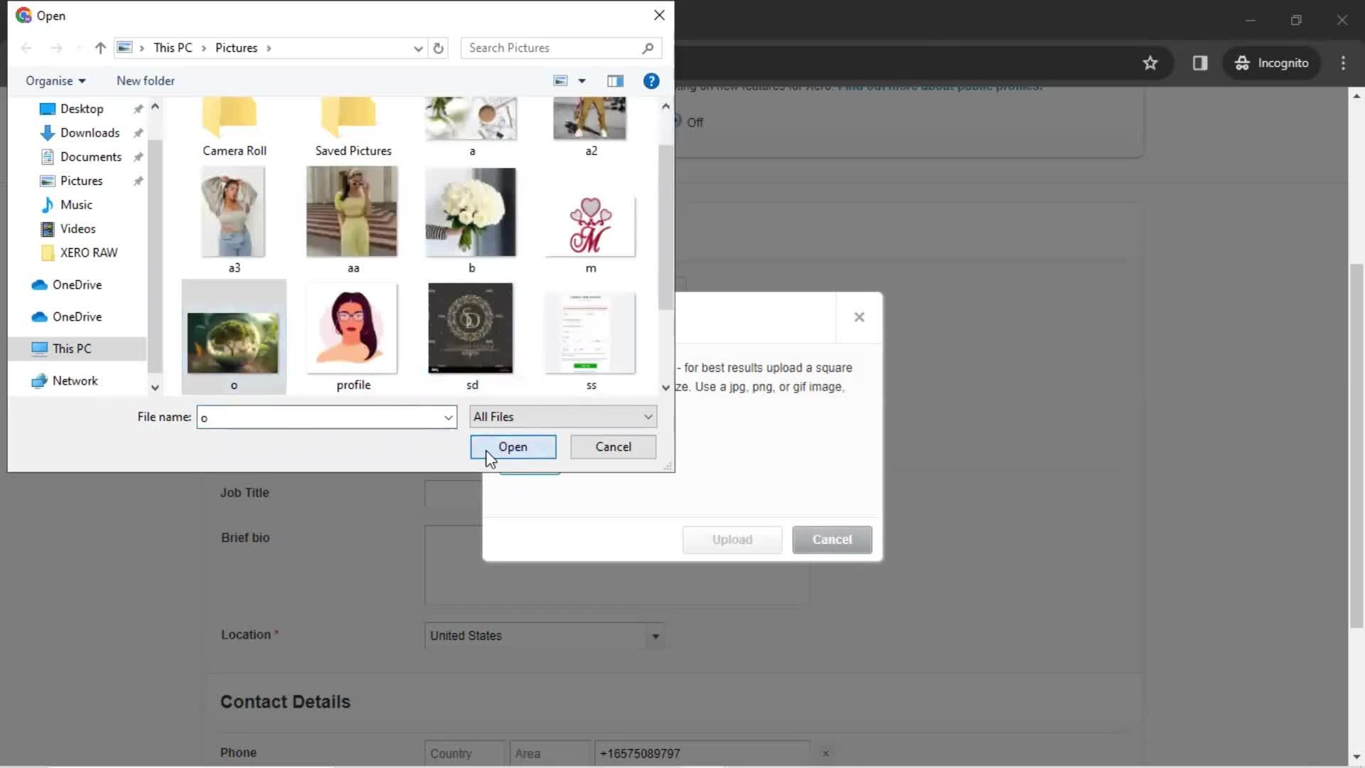Updating your profile screenshot