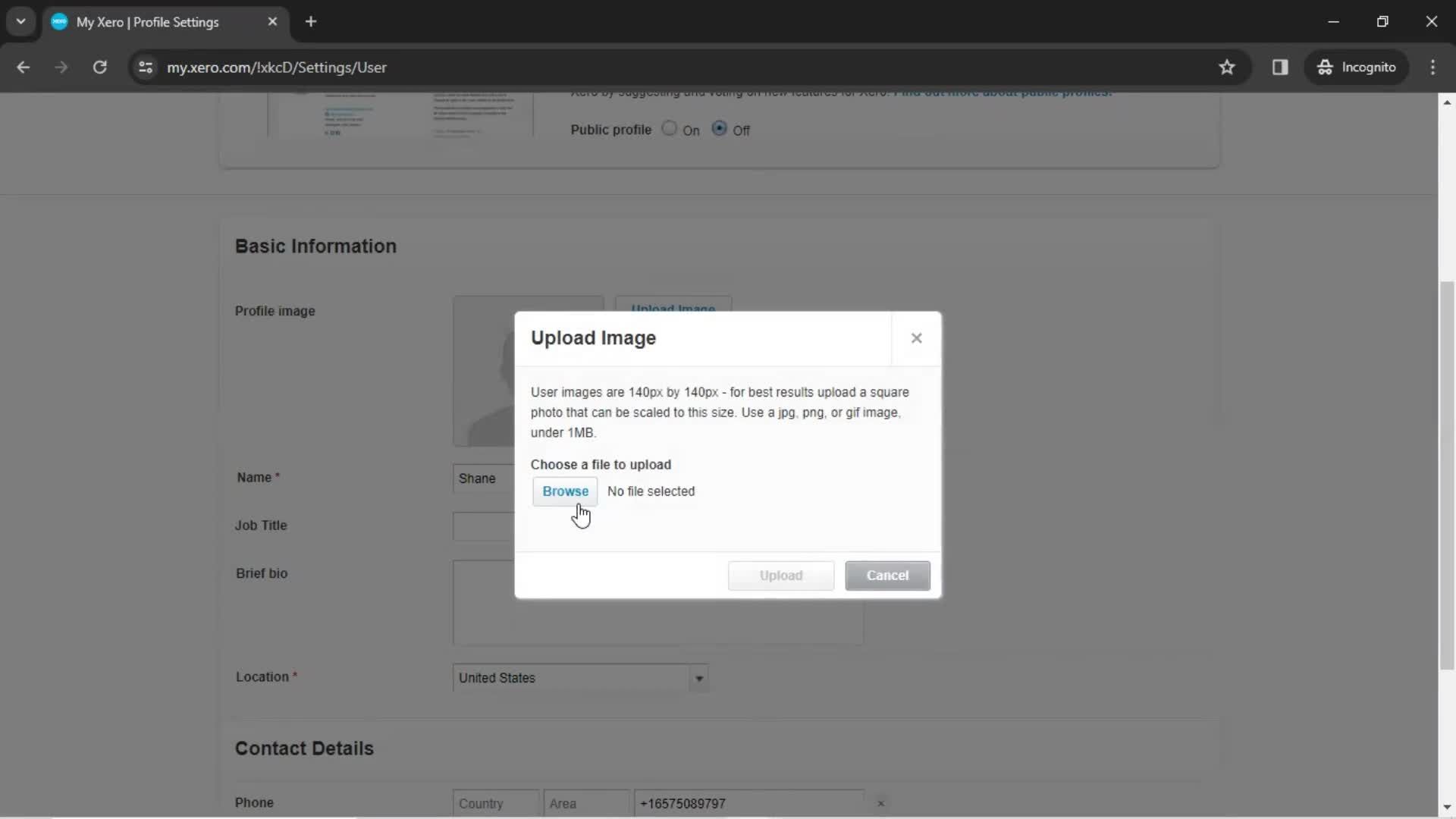 Updating your profile screenshot