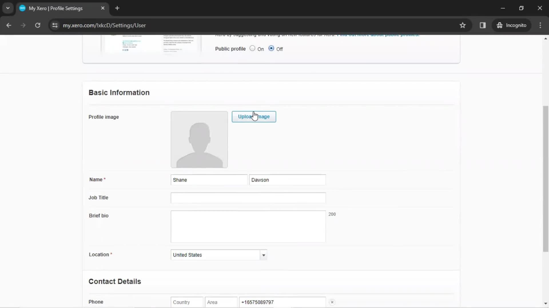 Updating your profile screenshot
