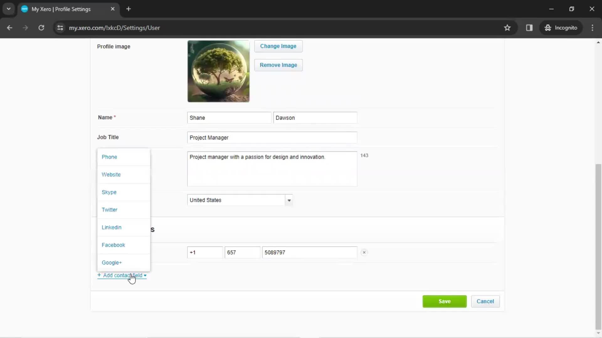 Updating your profile screenshot