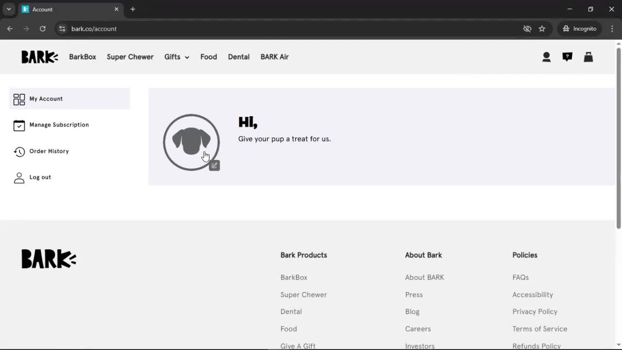 Updating profile picture screenshot