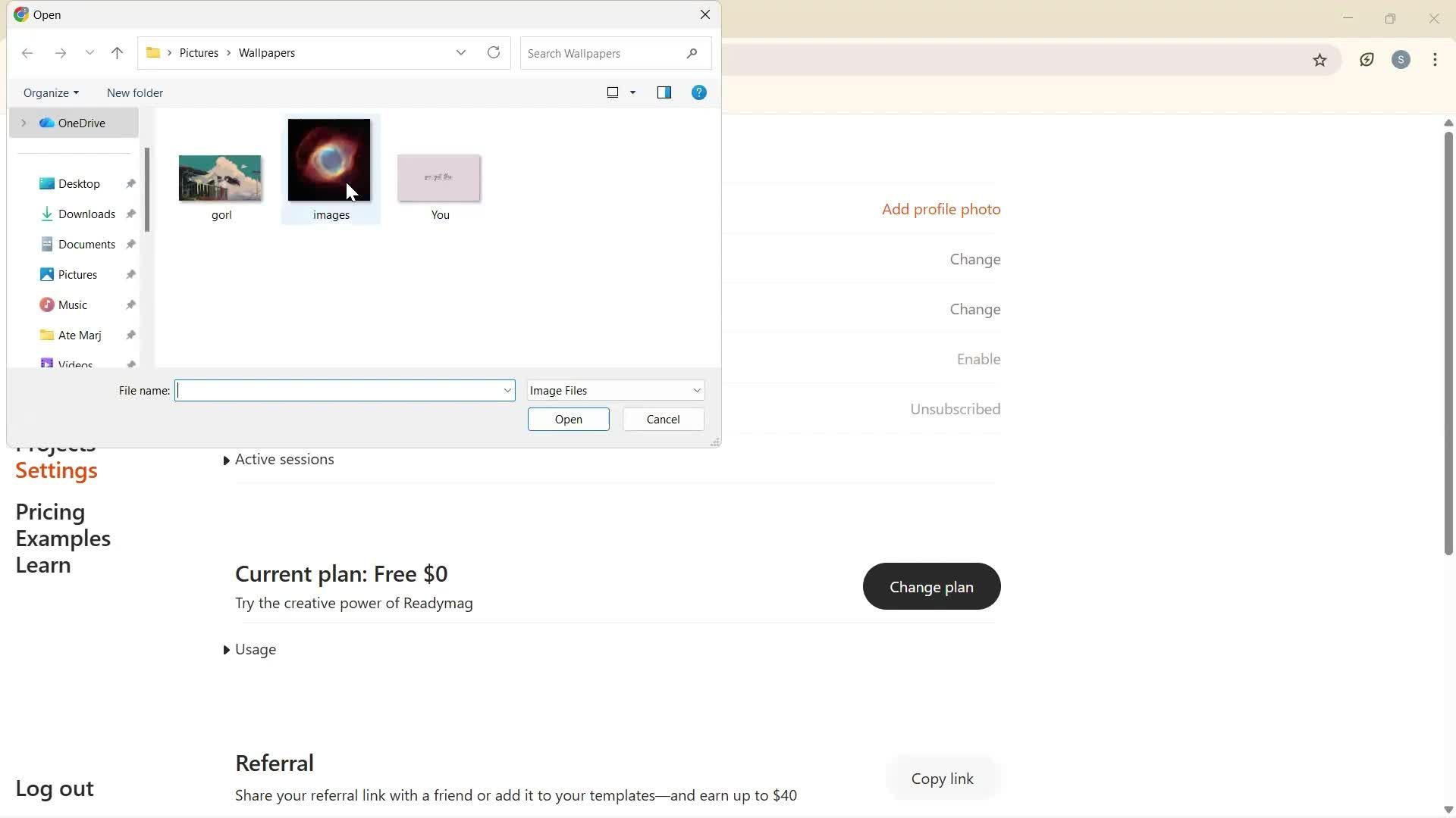 Updating your profile screenshot