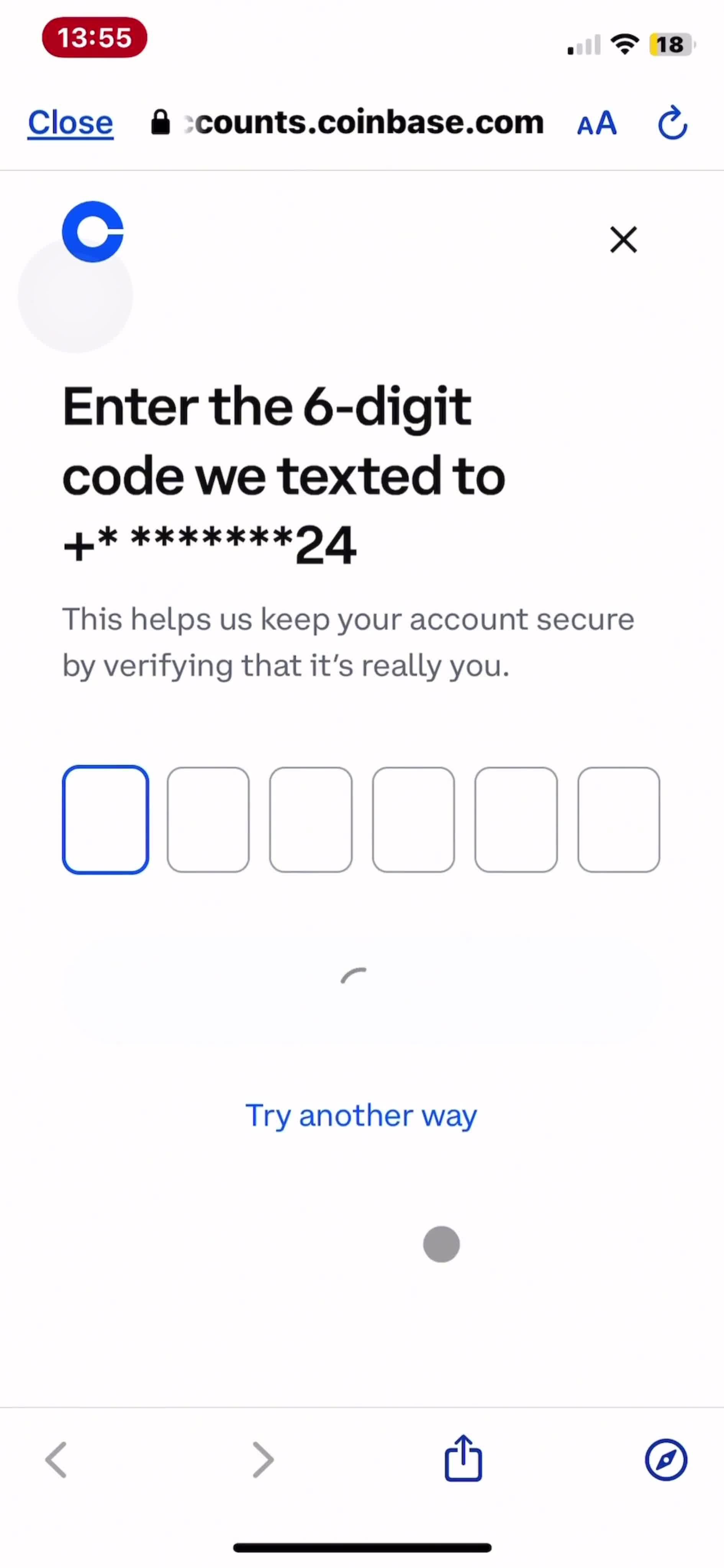 Changing password screenshot