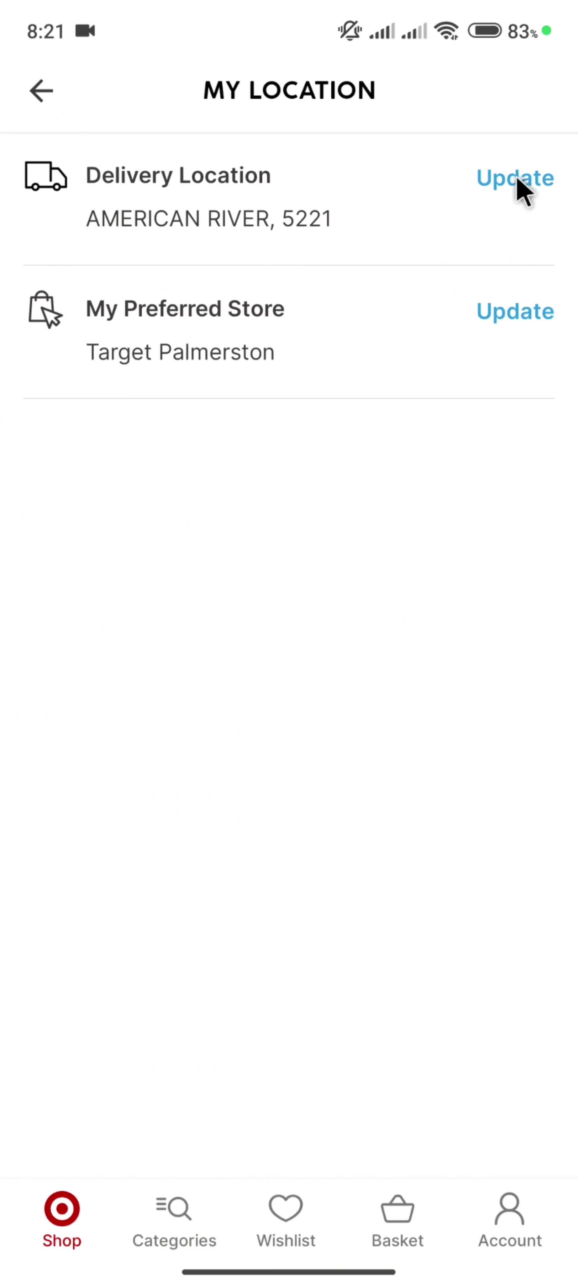 Updating delivery address on Target video thumbnail