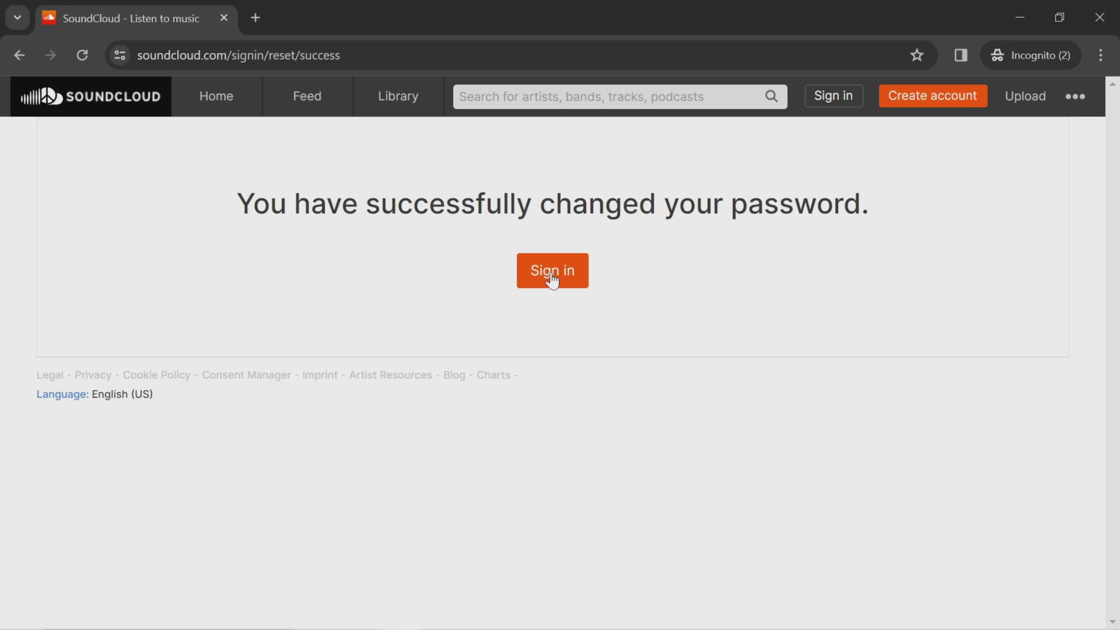 Changing password screenshot