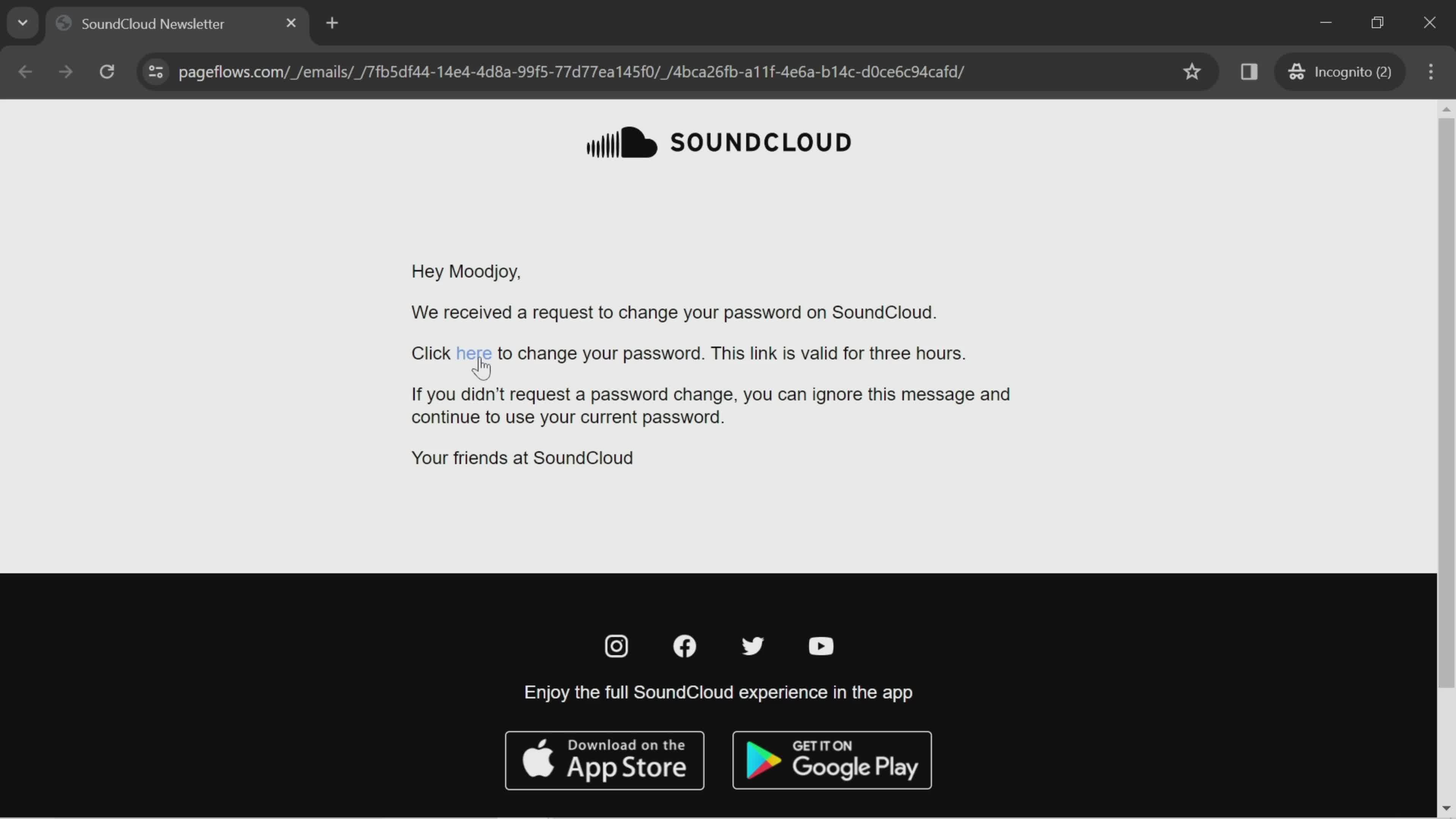 Changing password on SoundCloud video thumbnail