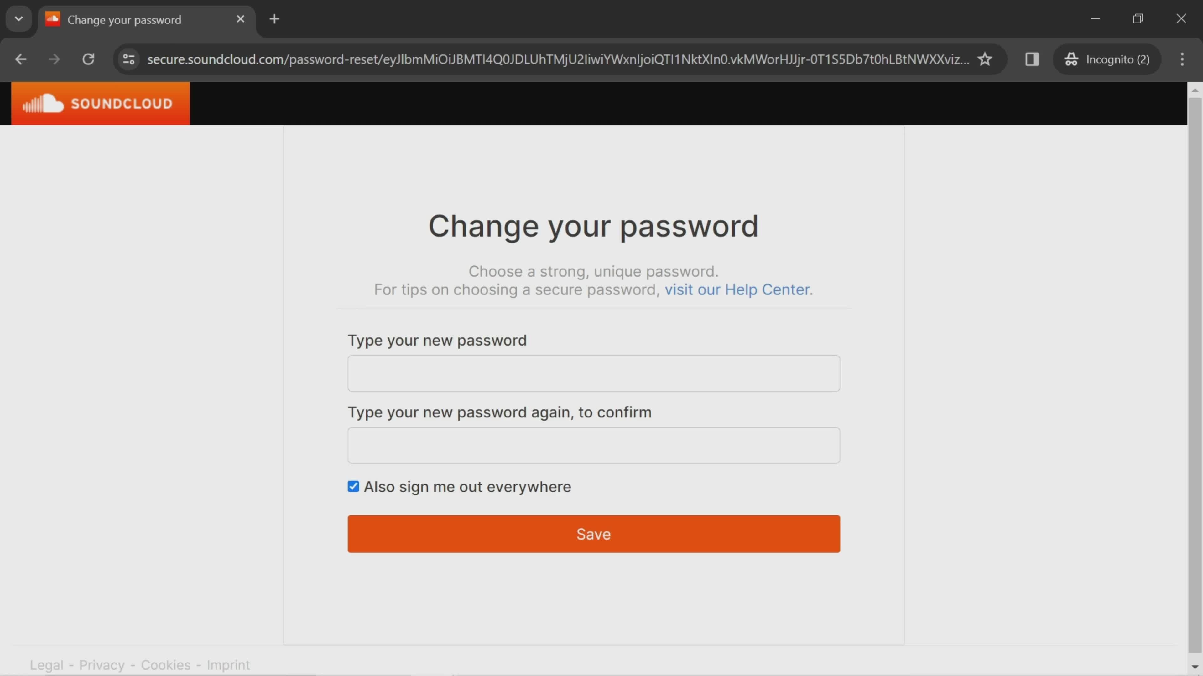 Changing password on SoundCloud video thumbnail