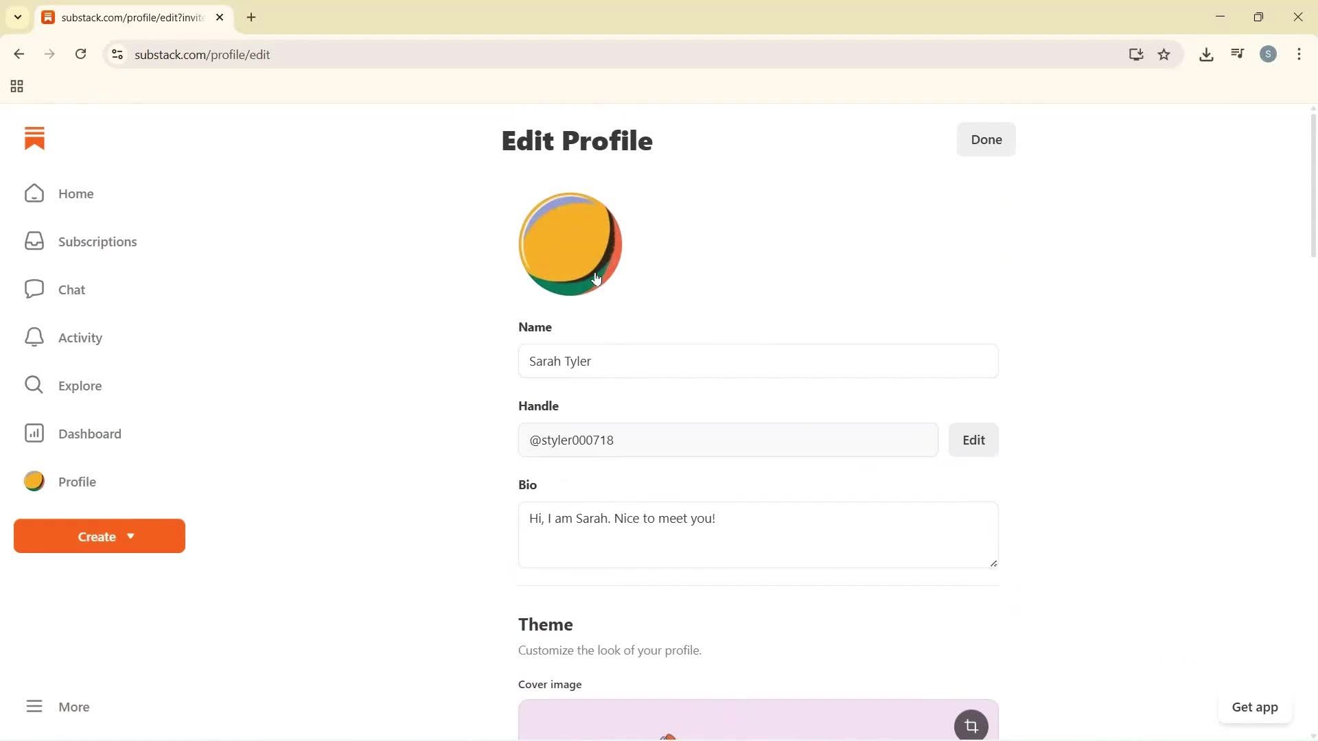 Updating your profile screenshot