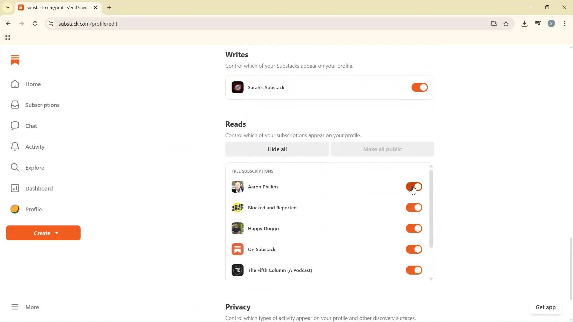 Updating your profile screenshot