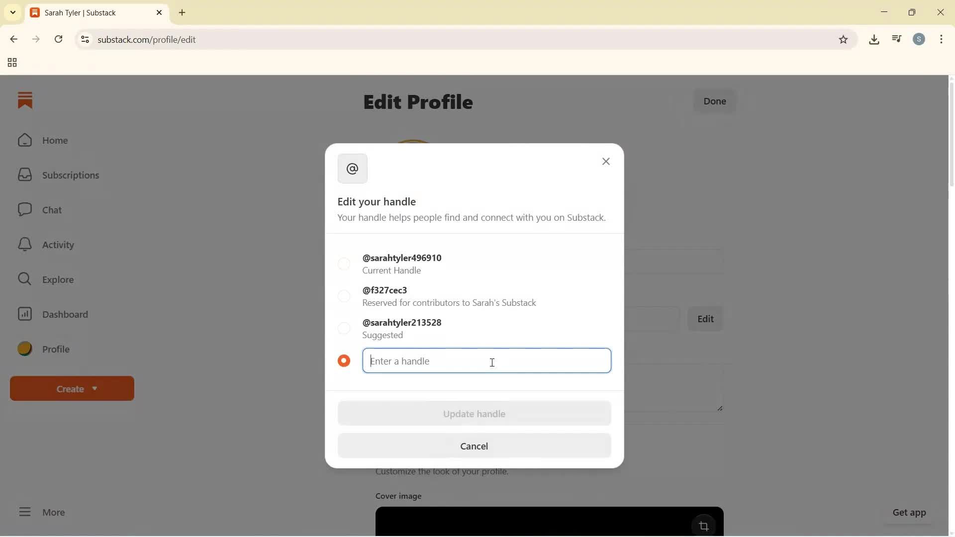 Updating your profile screenshot