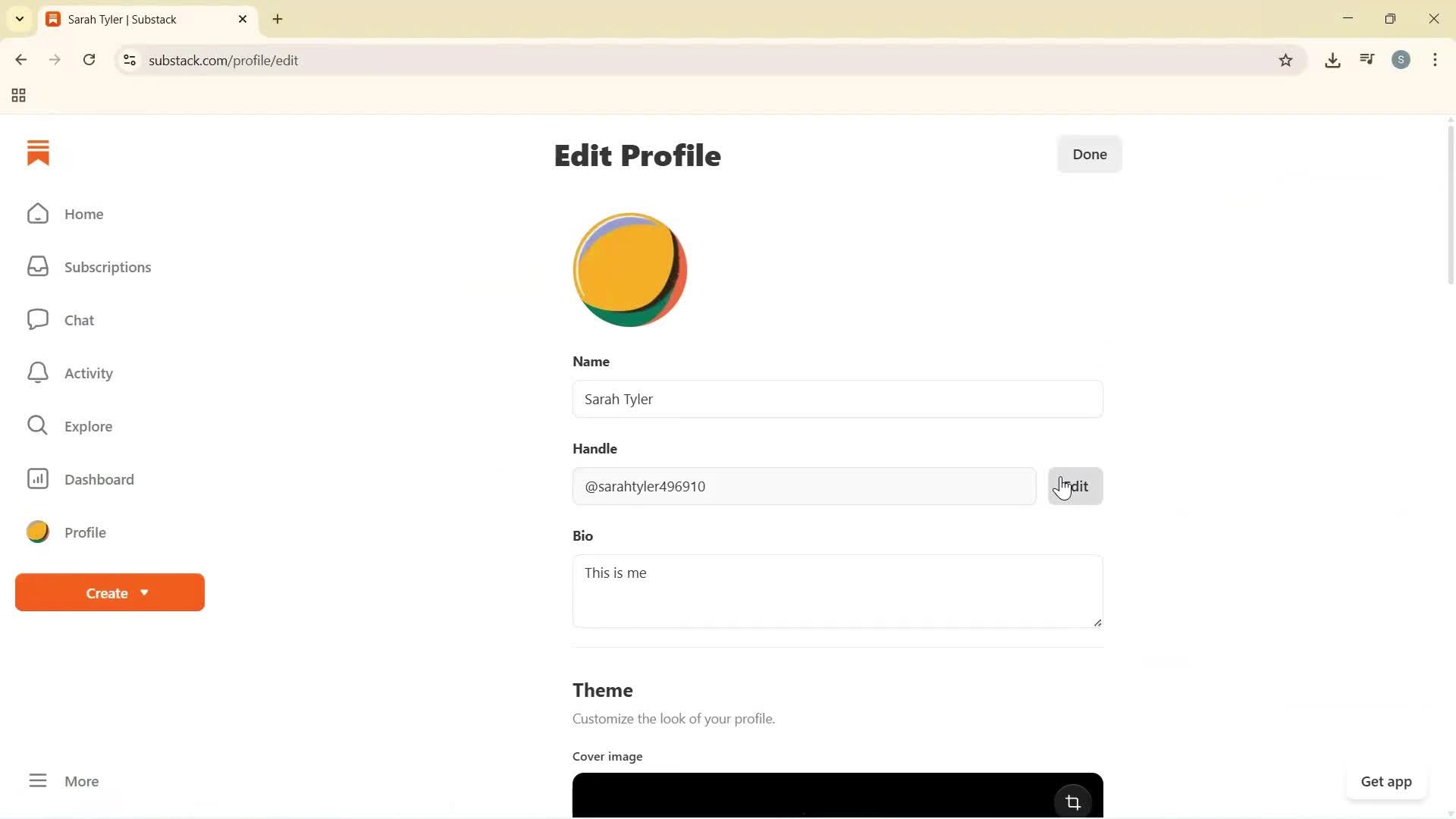 Updating your profile screenshot