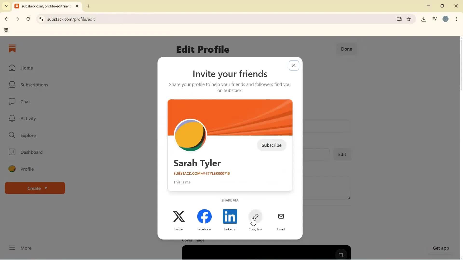 Updating your profile screenshot