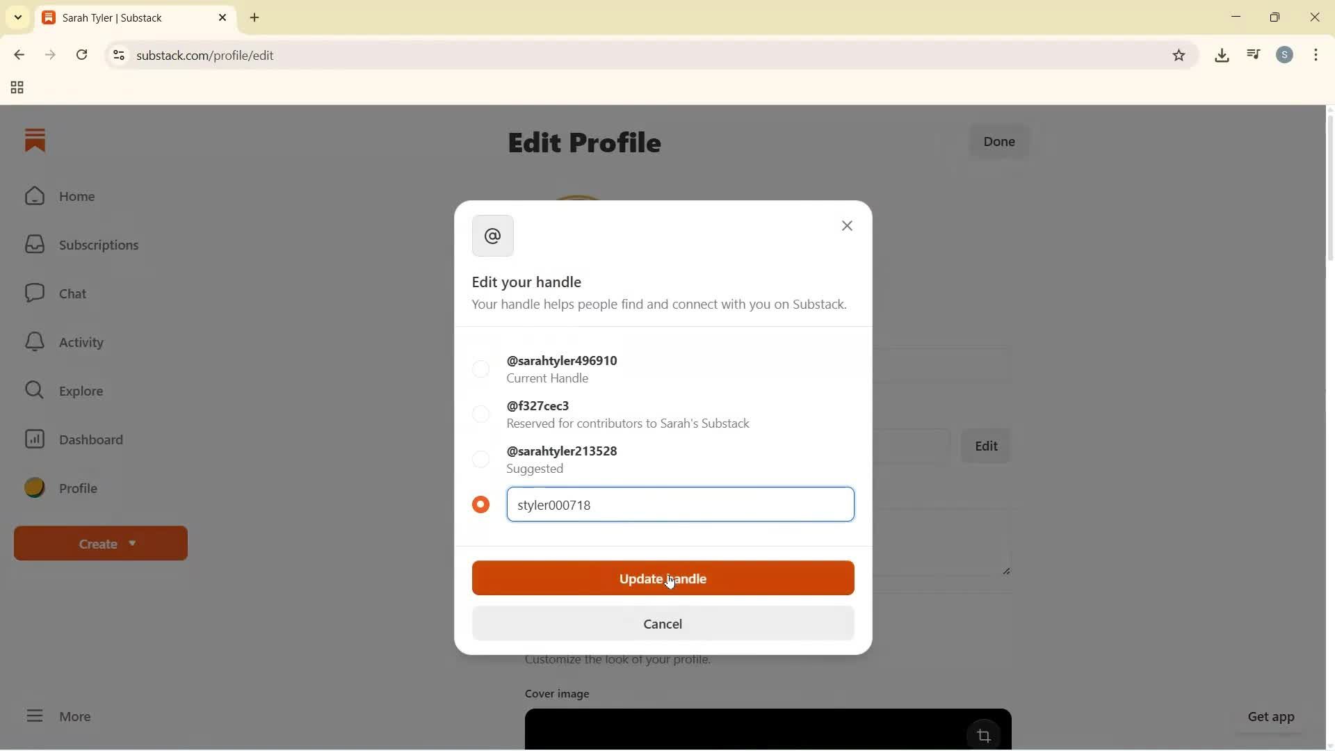 Updating your profile screenshot