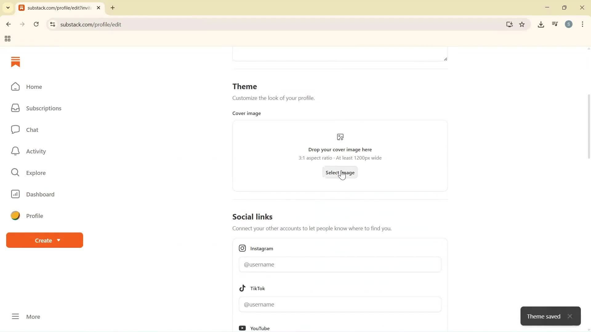 Updating your profile screenshot