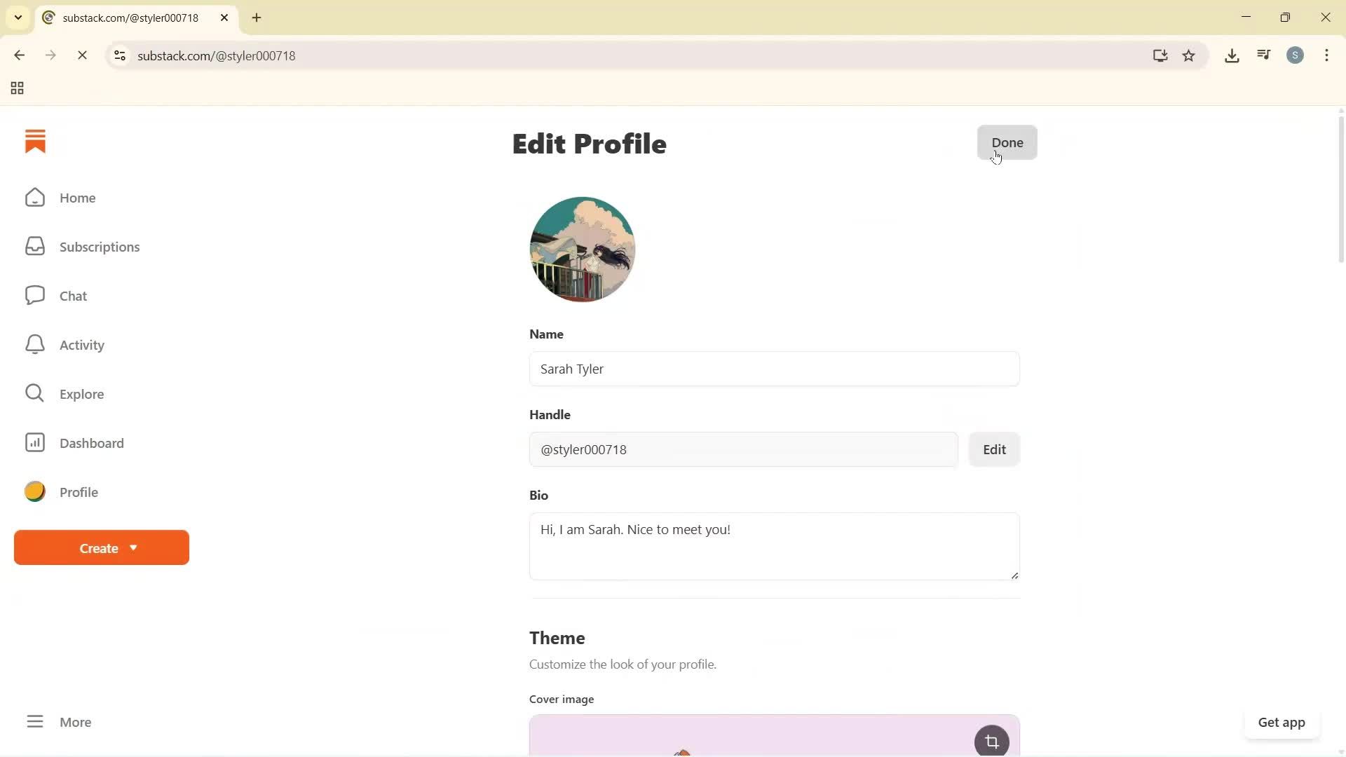Updating your profile screenshot