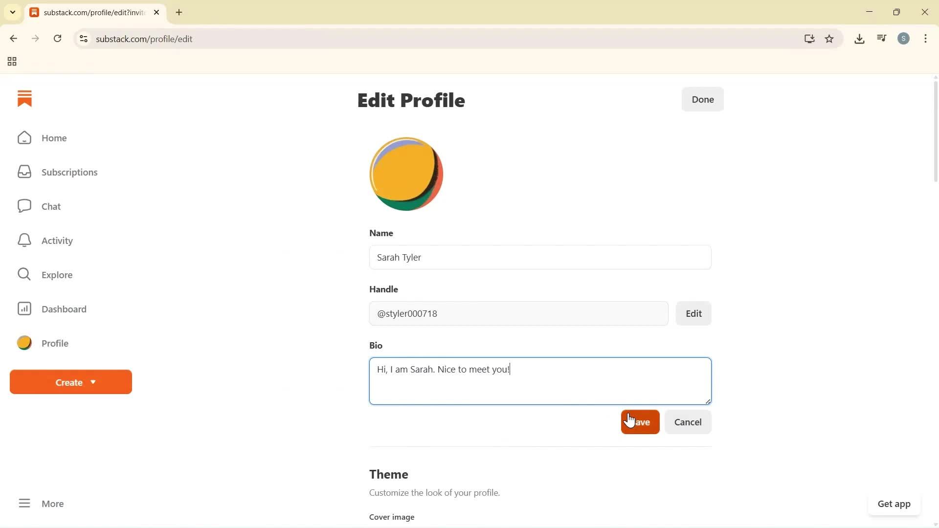 Updating your profile screenshot