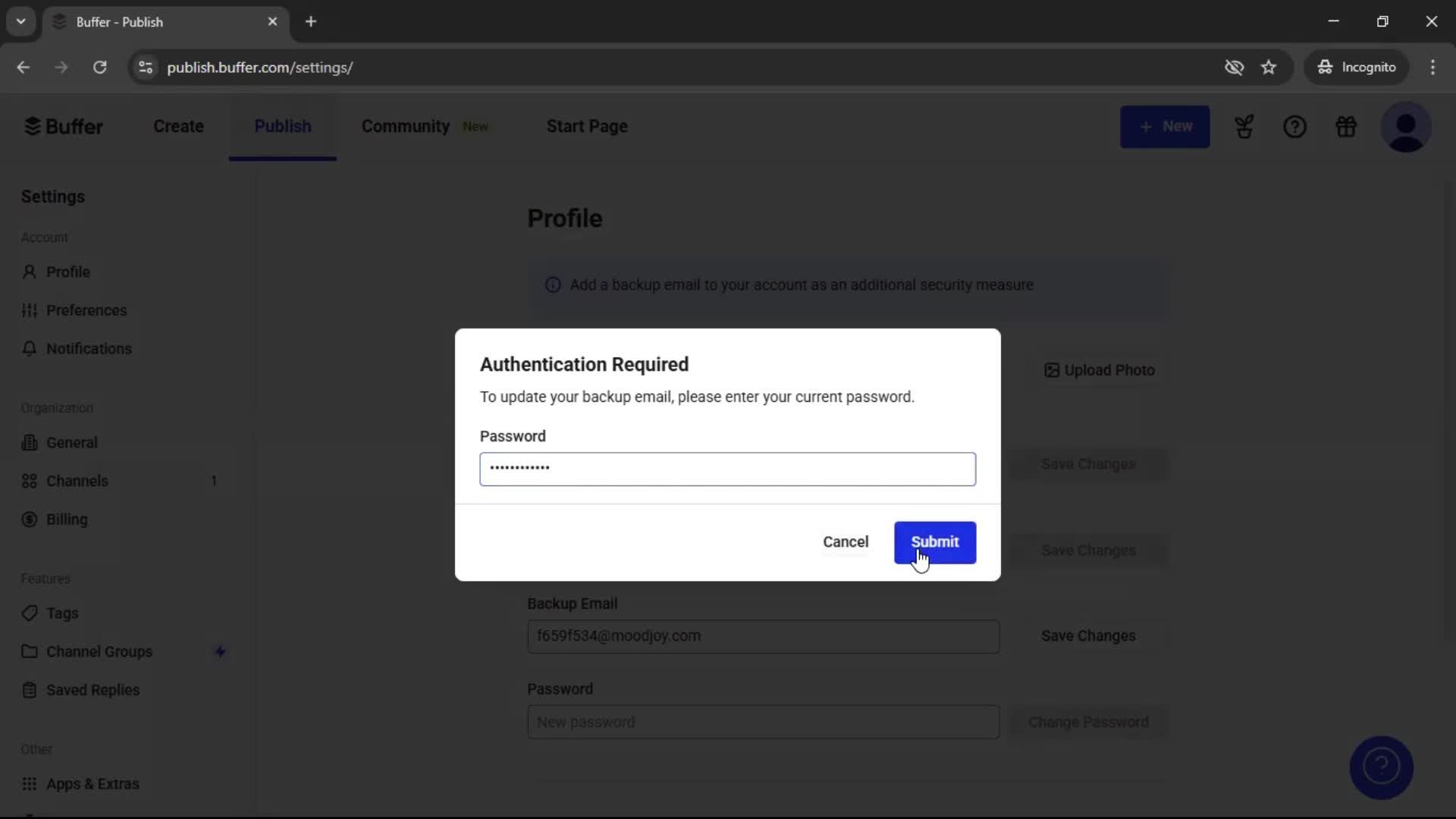 Updating your profile screenshot