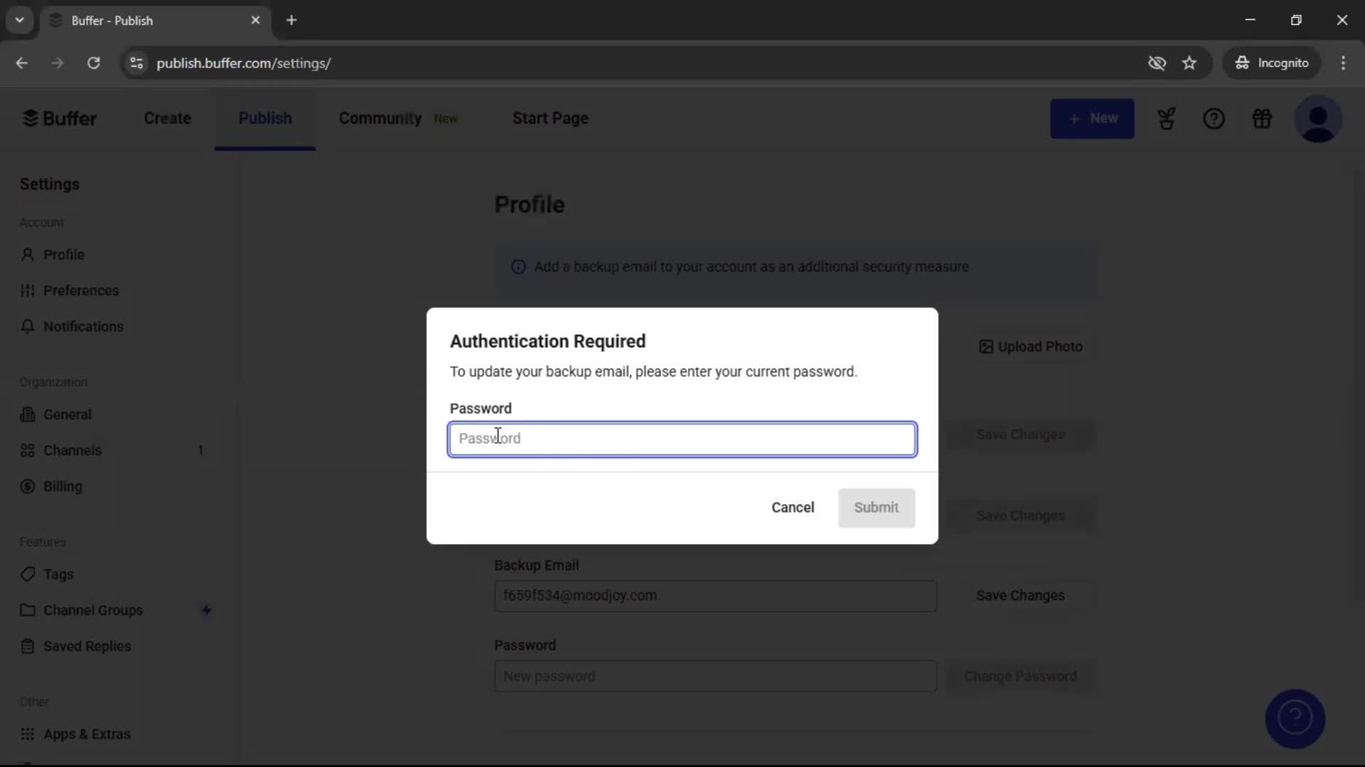 Updating your profile screenshot