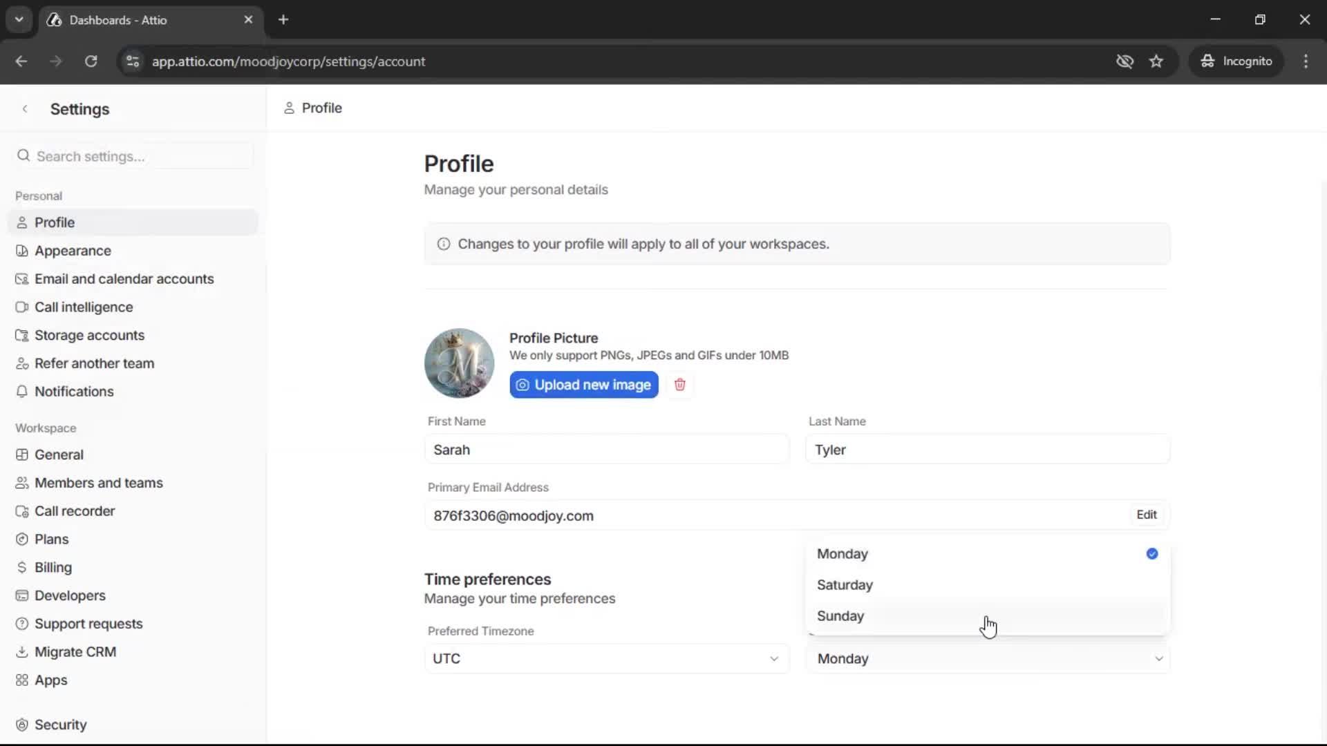 Updating your profile screenshot