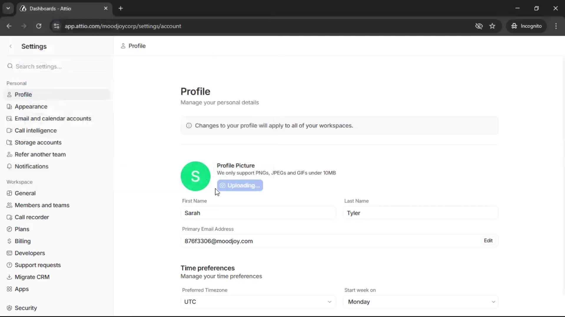 Updating your profile screenshot