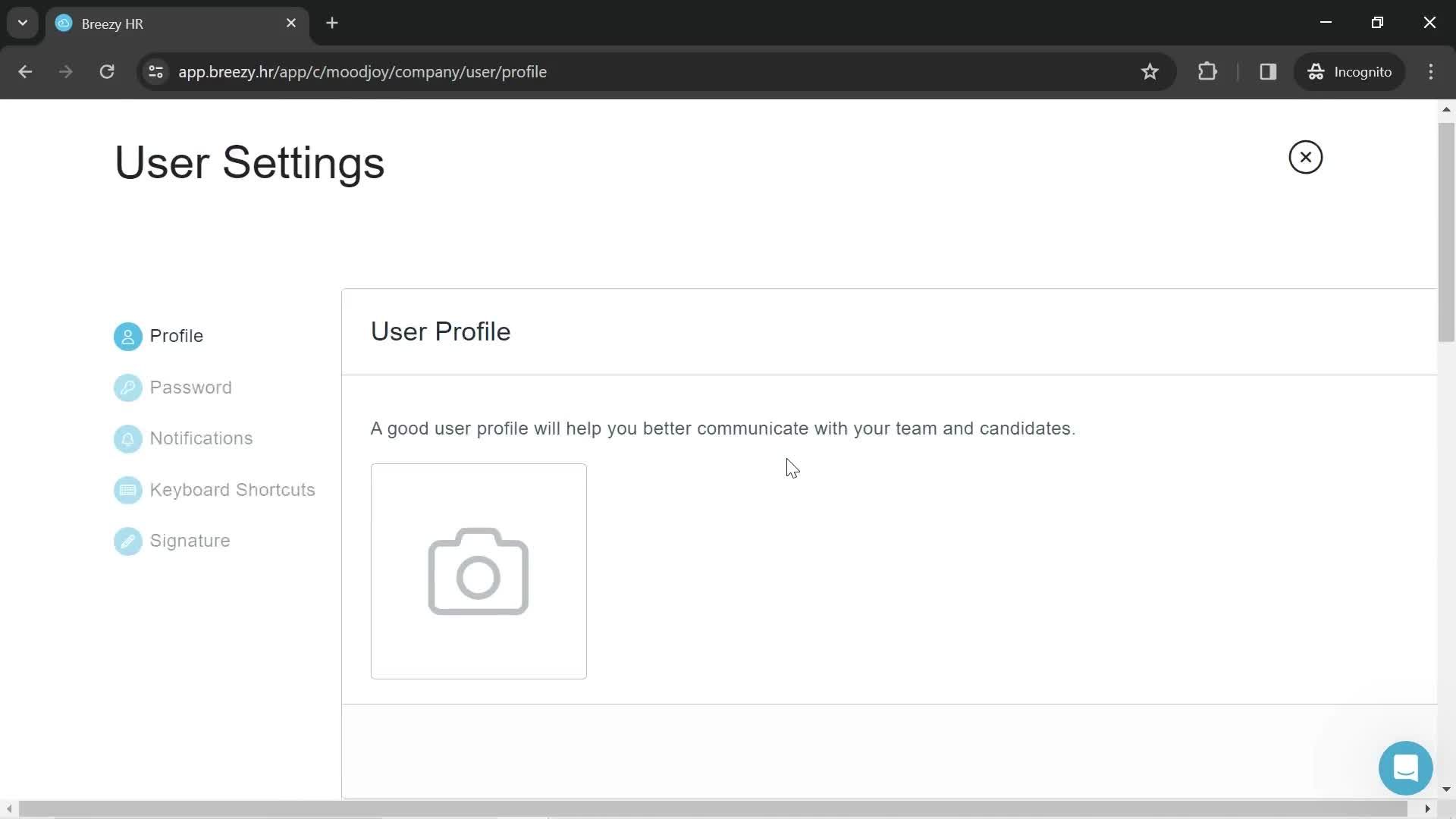 Updating your profile screenshot