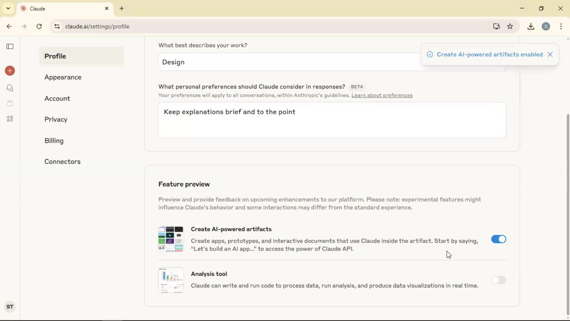 Updating your profile screenshot