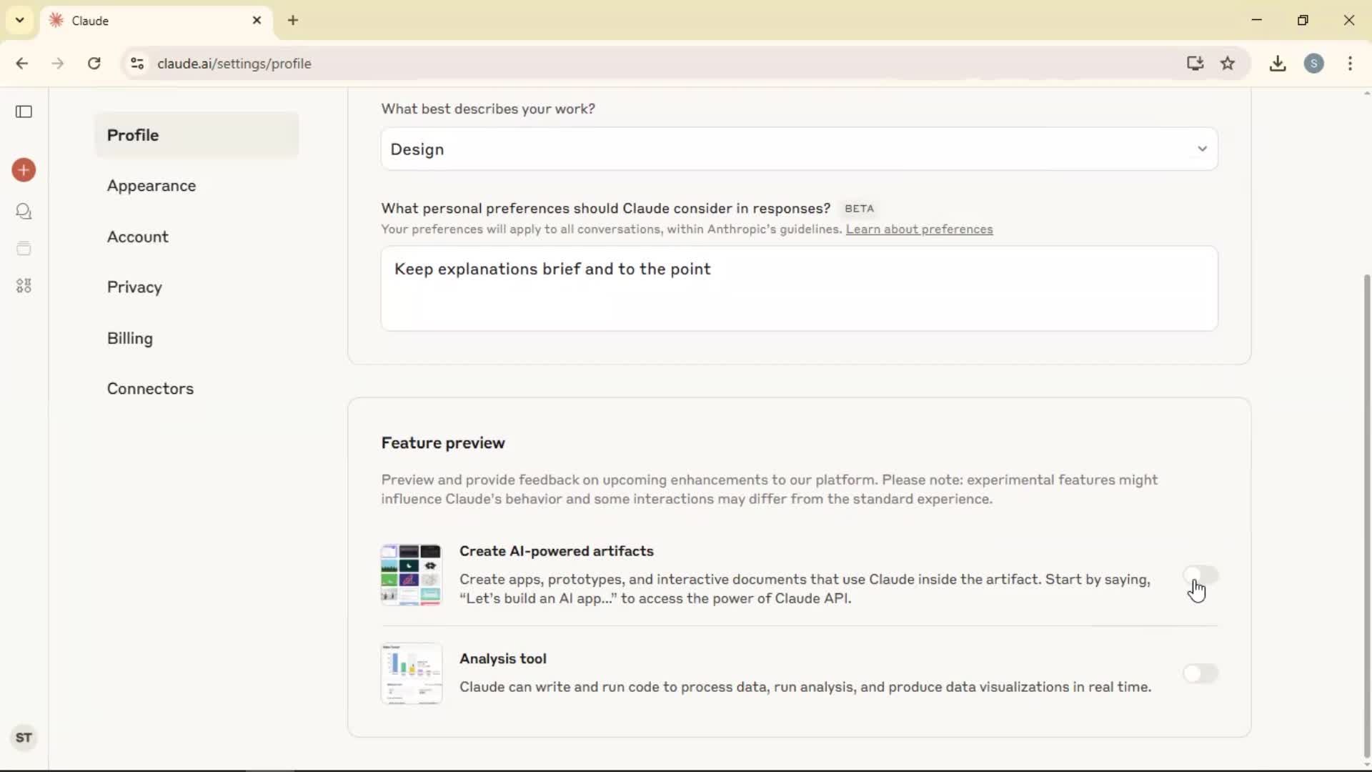 Updating your profile screenshot