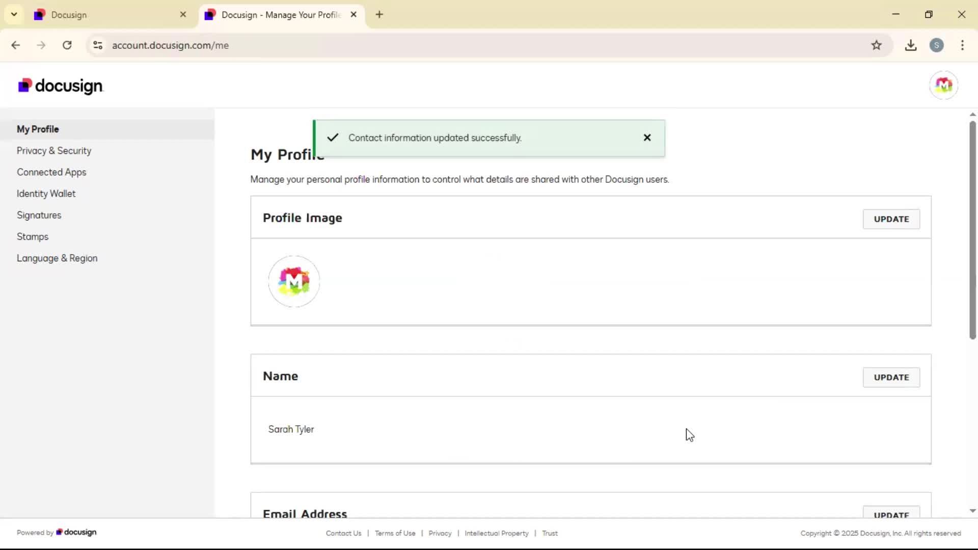 Updating your profile on Docusign video thumbnail