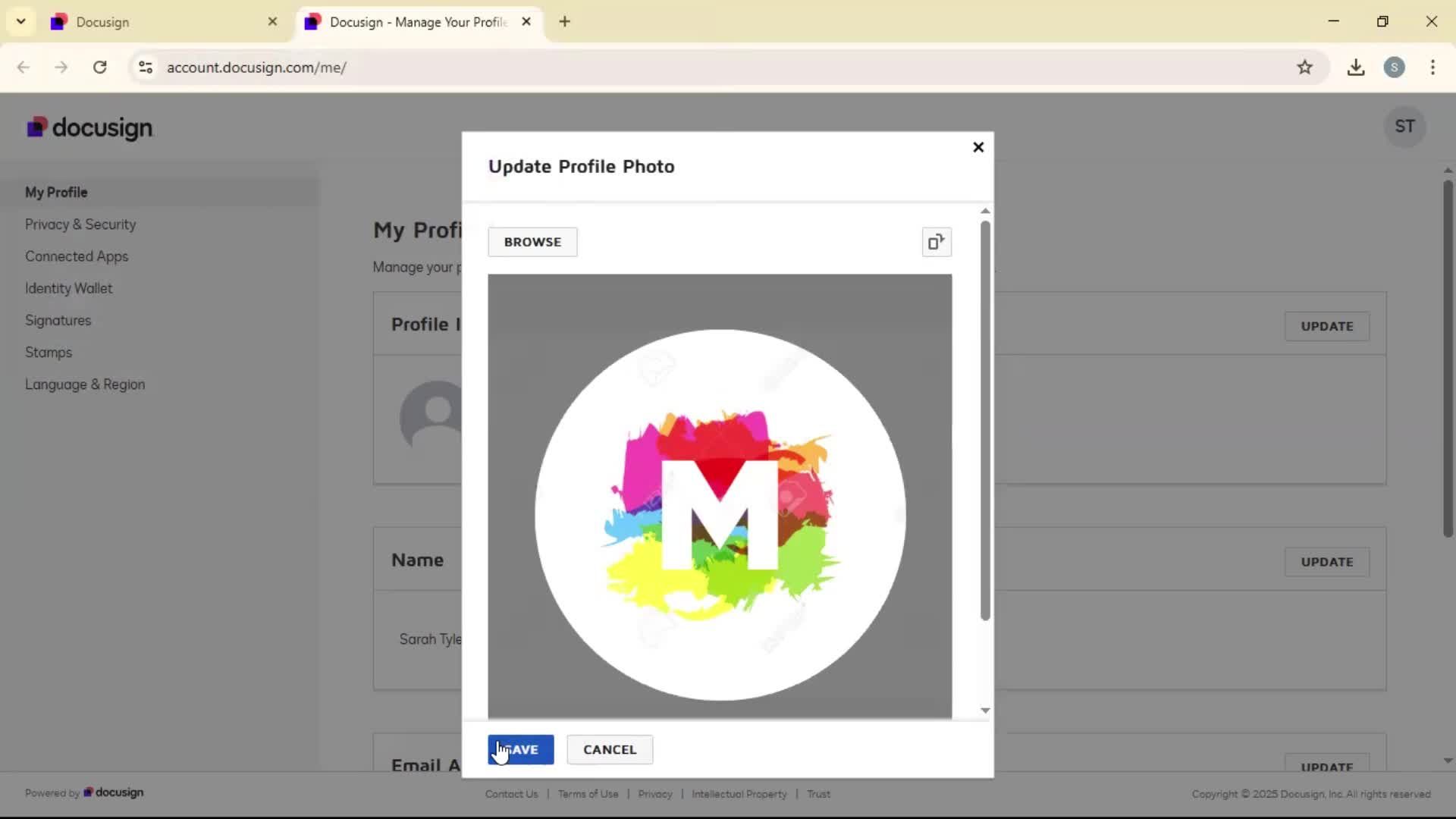 Updating your profile screenshot
