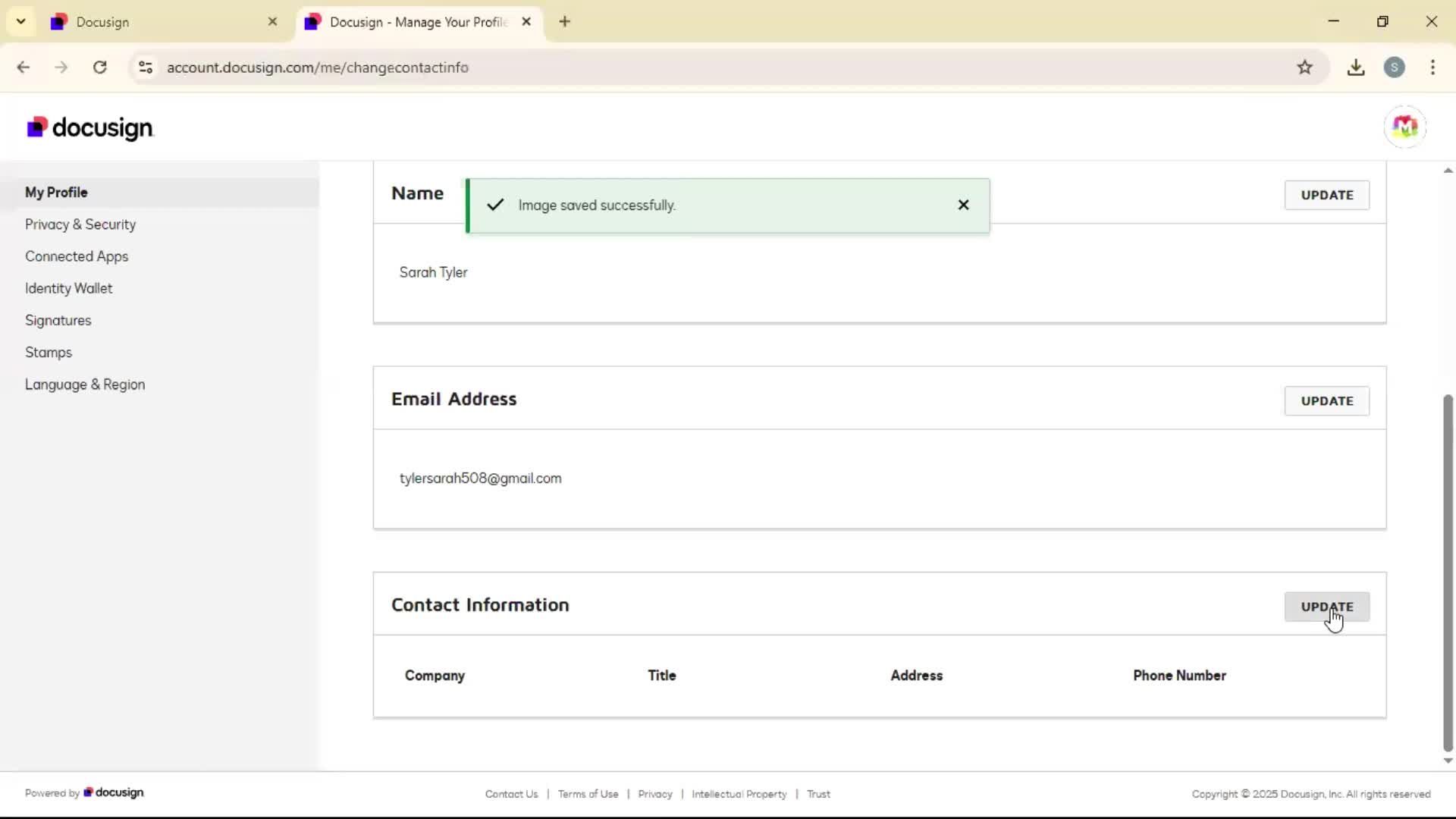 Updating your profile screenshot