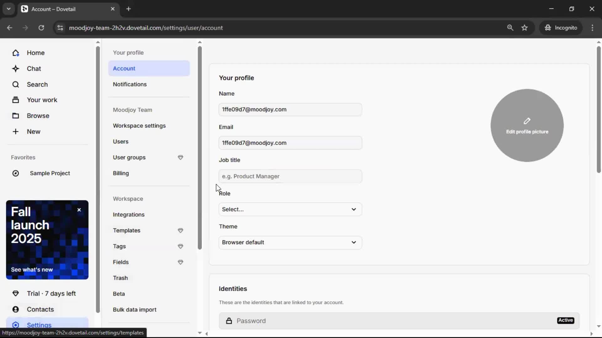 Updating your profile screenshot