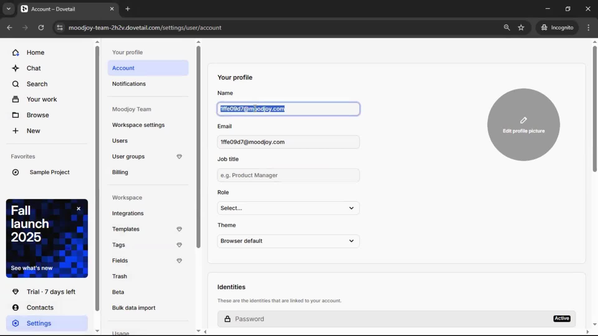 Updating your profile screenshot
