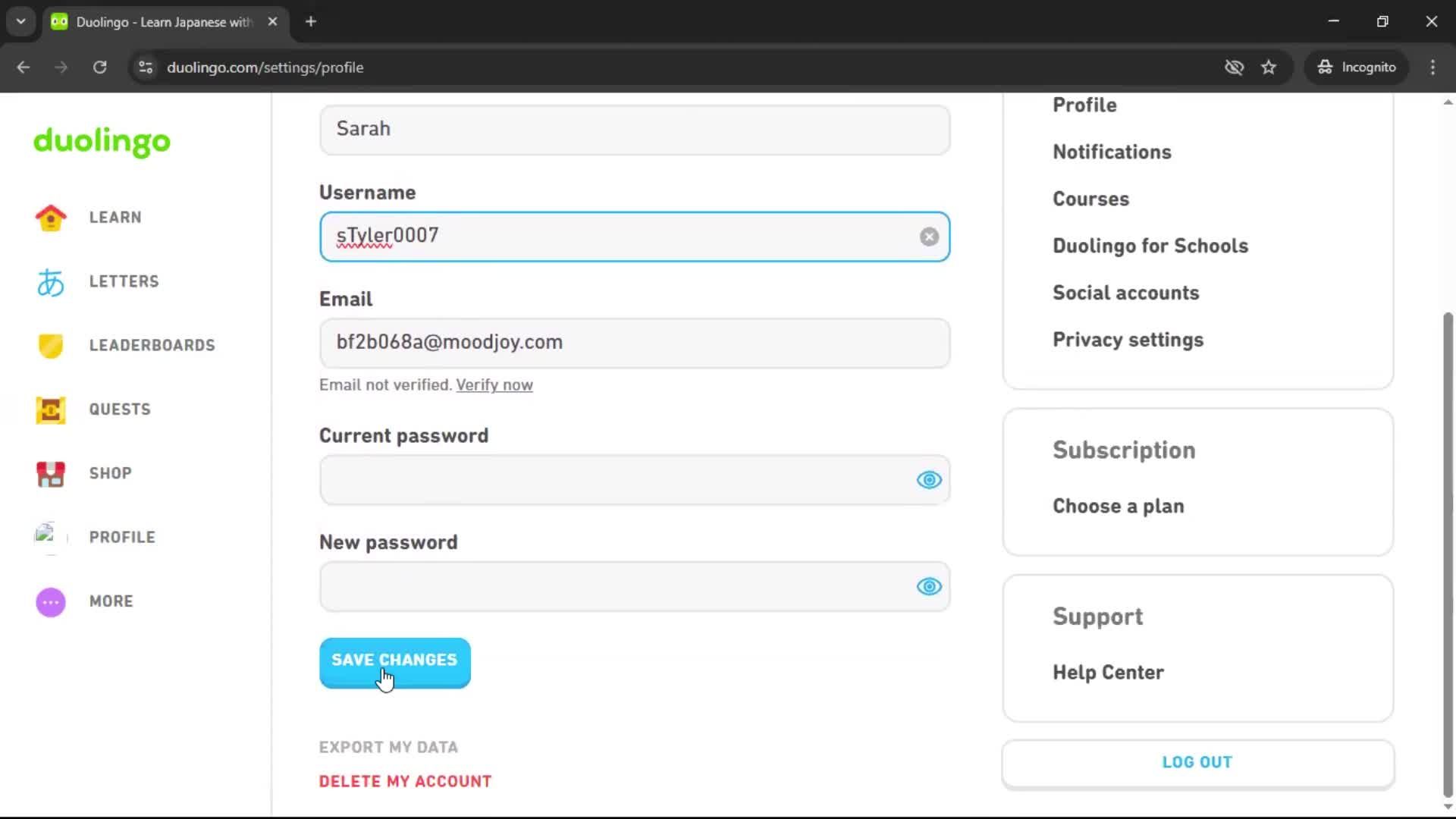 Updating your profile screenshot