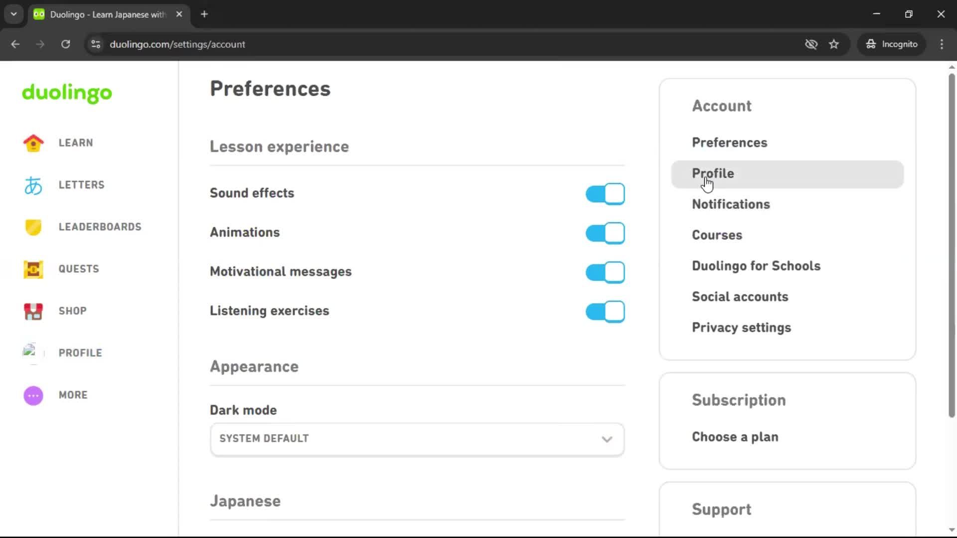 Updating your profile screenshot