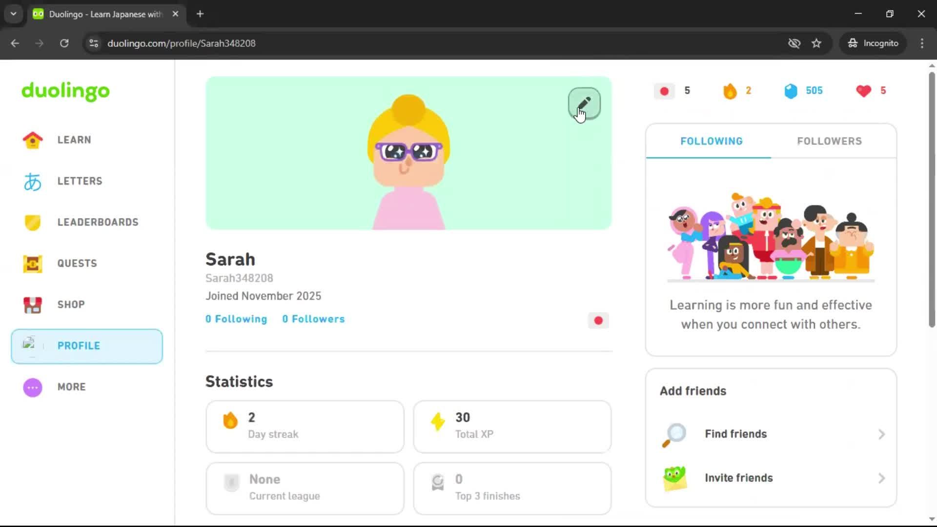 Updating your profile screenshot