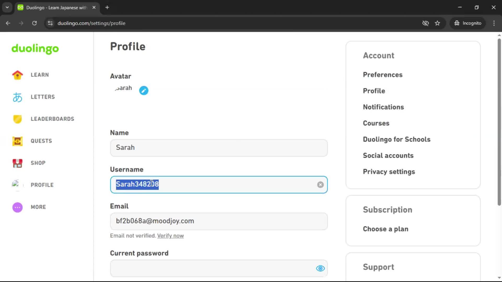 Updating your profile screenshot