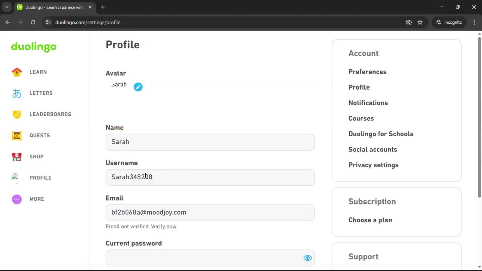Updating your profile screenshot