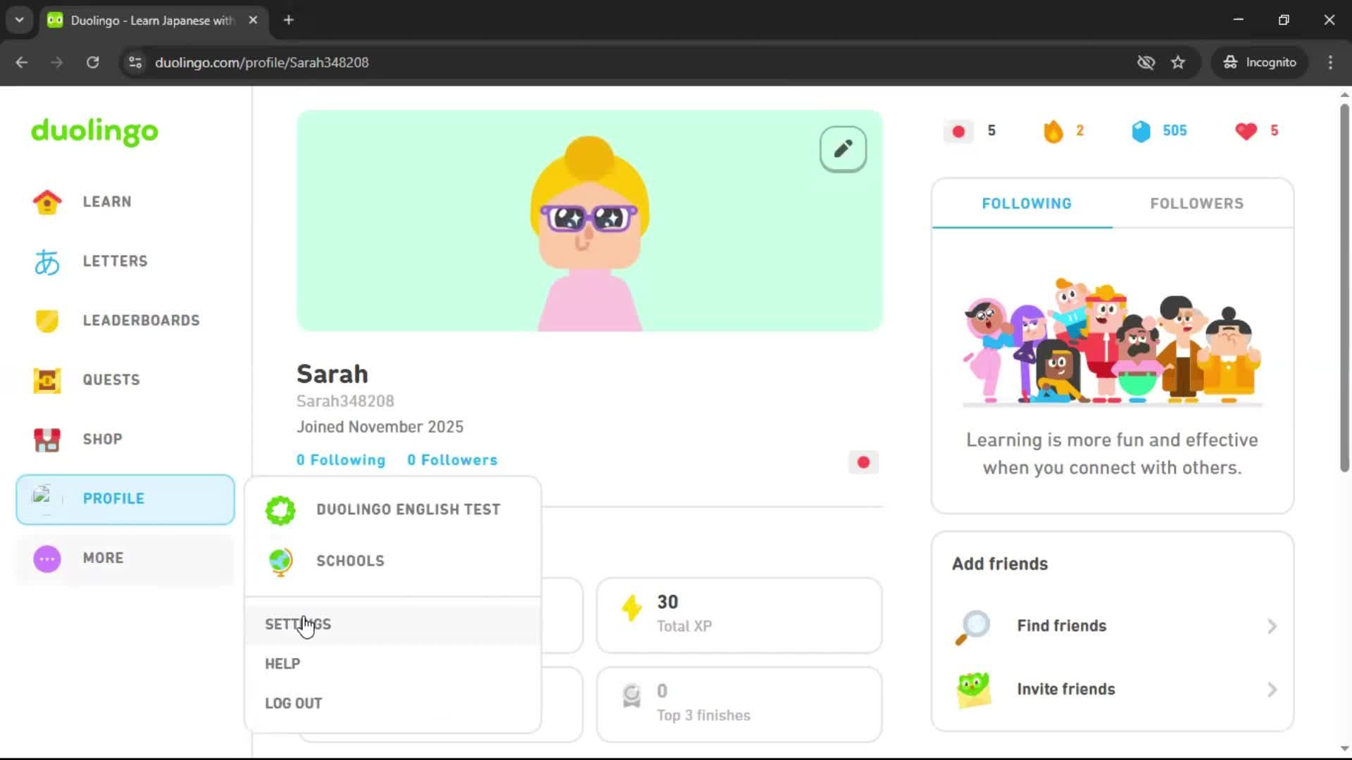 Updating your profile screenshot