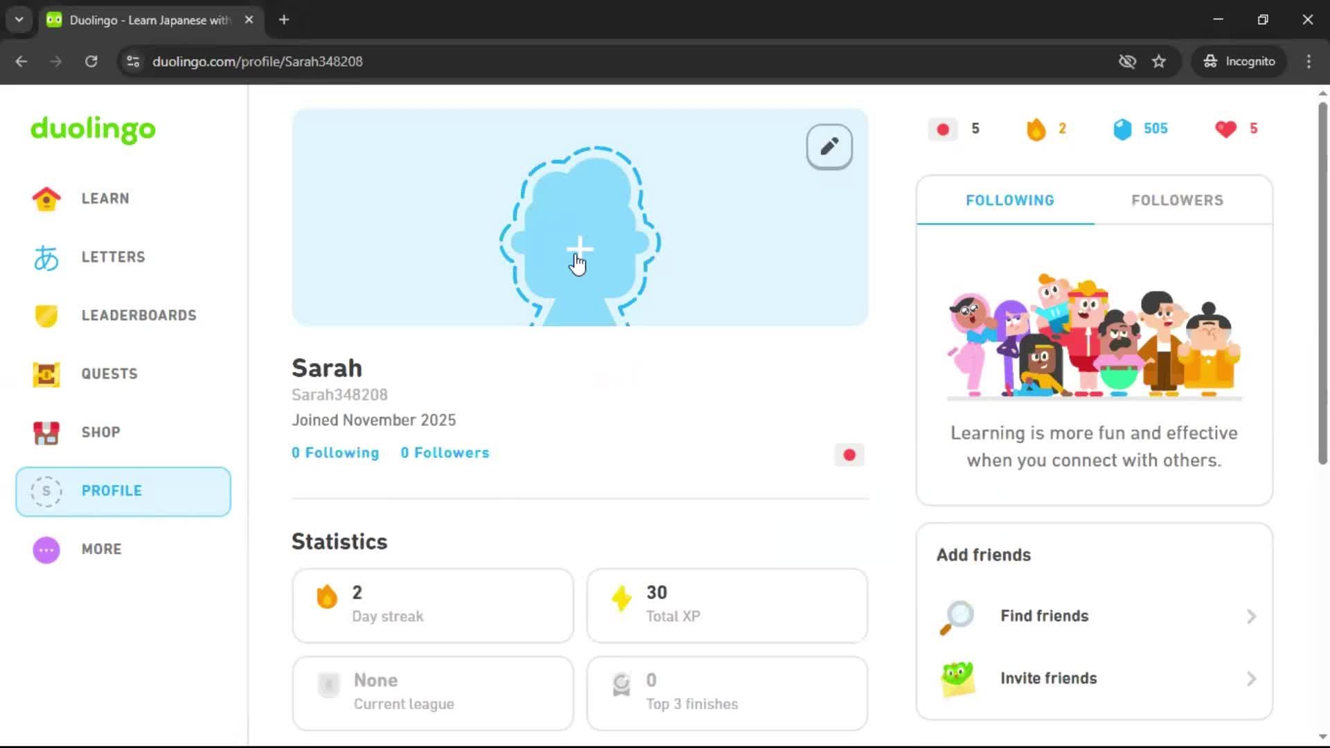 Updating your profile screenshot