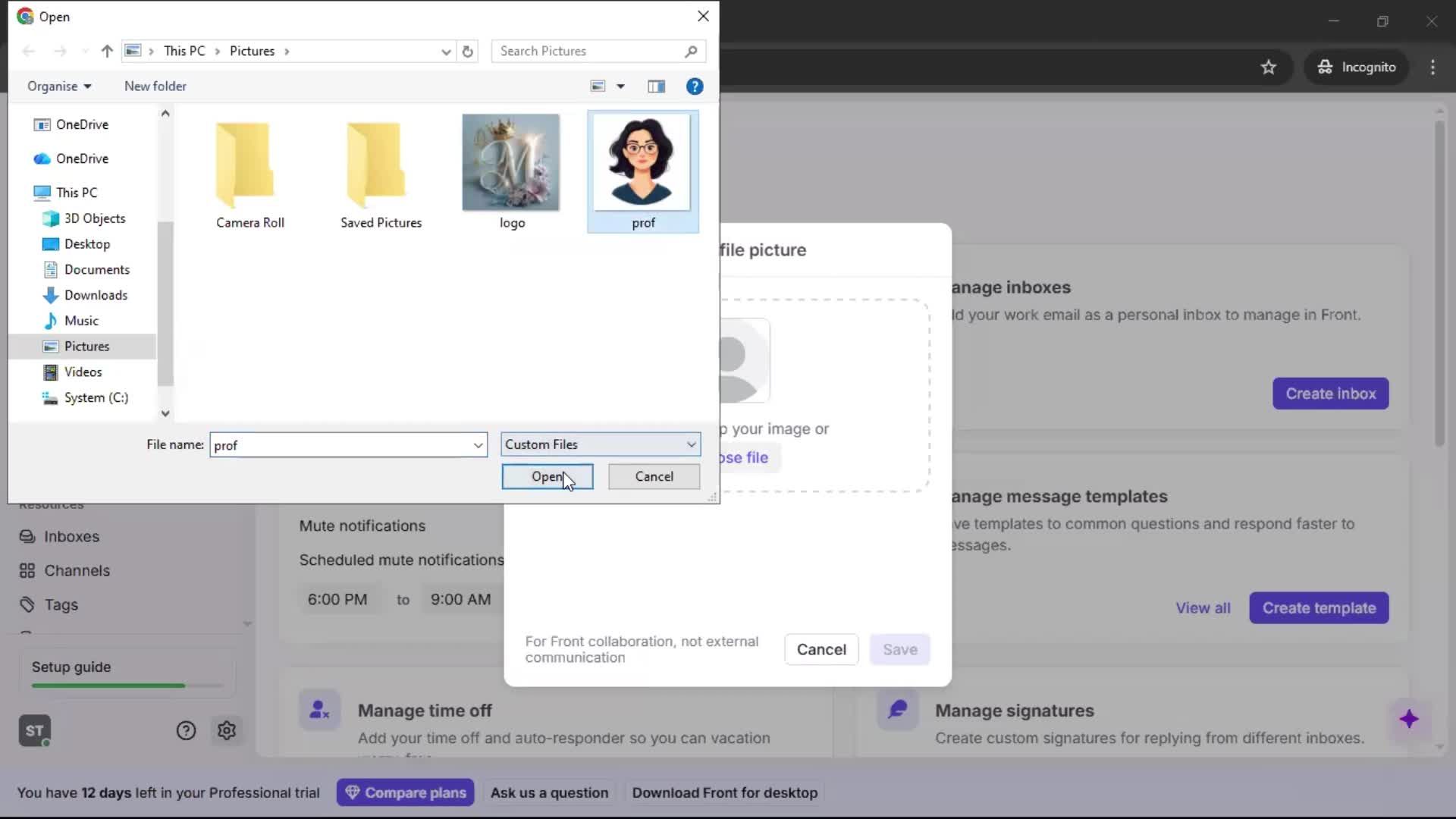Updating your profile screenshot