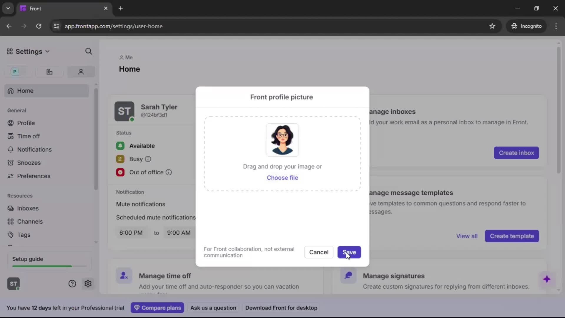 Updating your profile screenshot