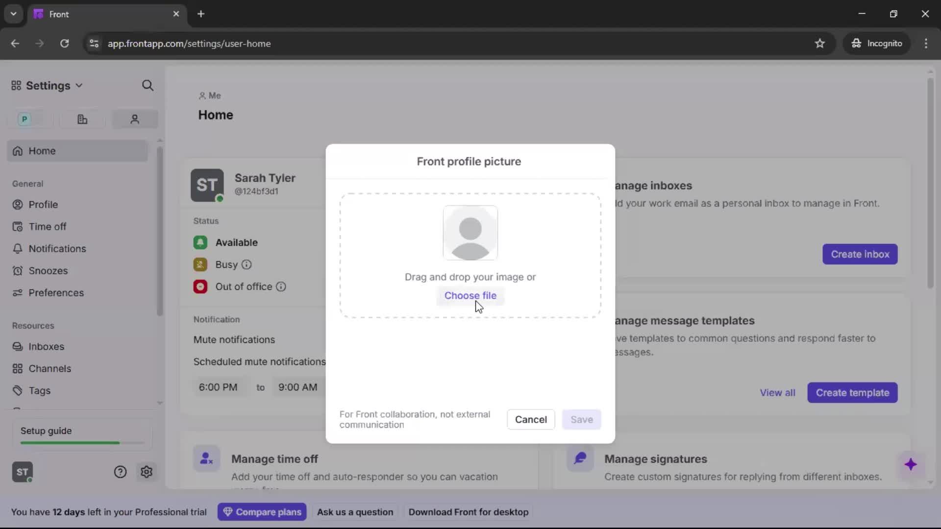 Updating your profile screenshot