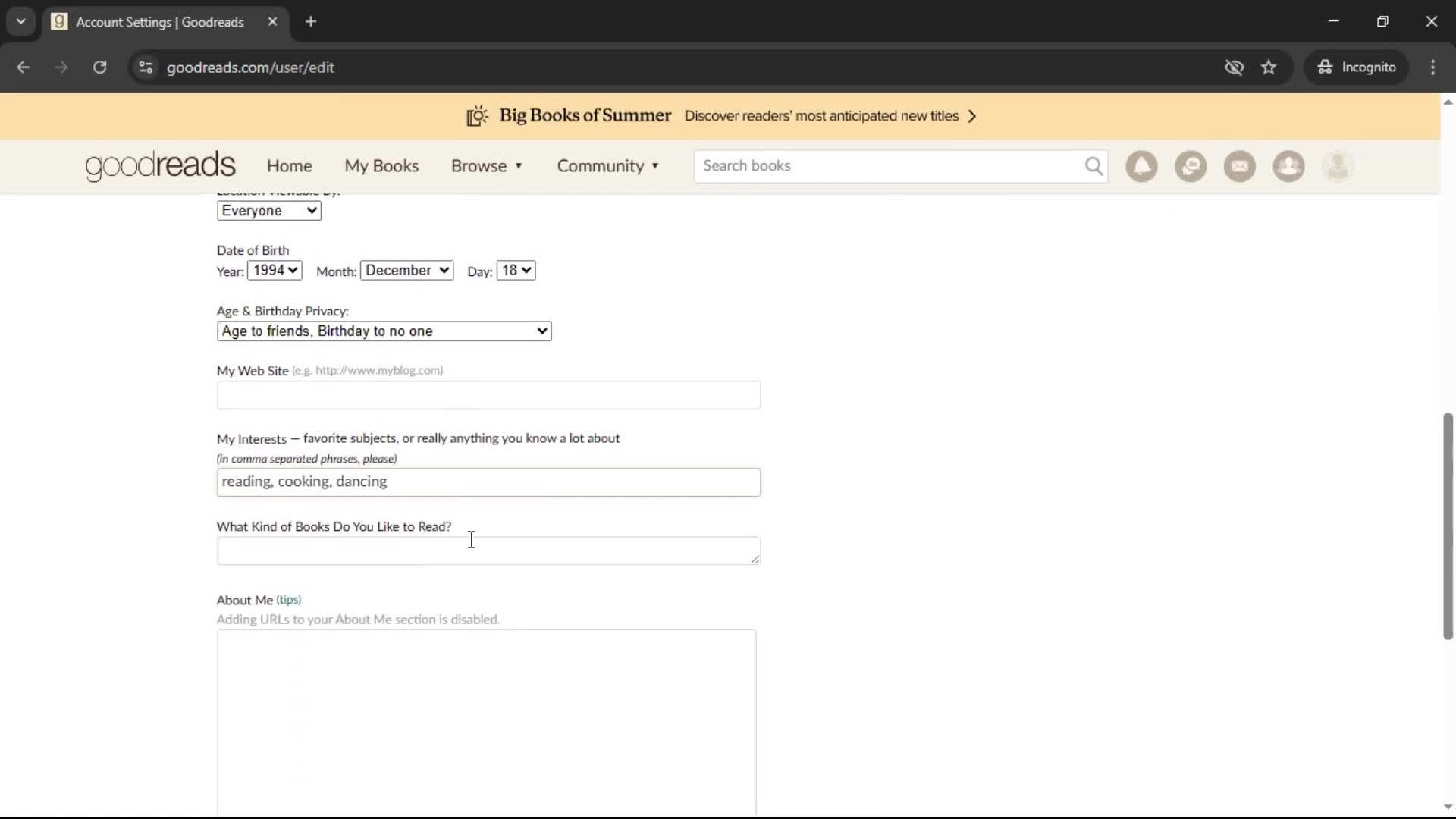 Updating your profile screenshot