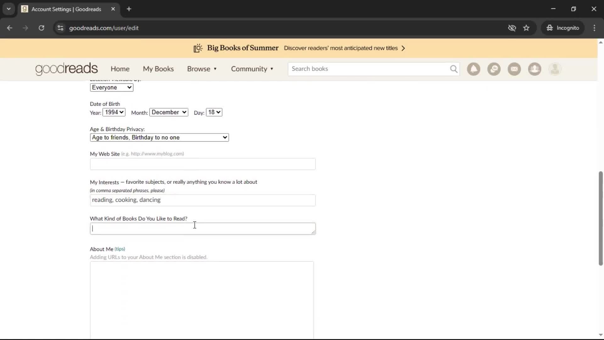 Updating your profile screenshot