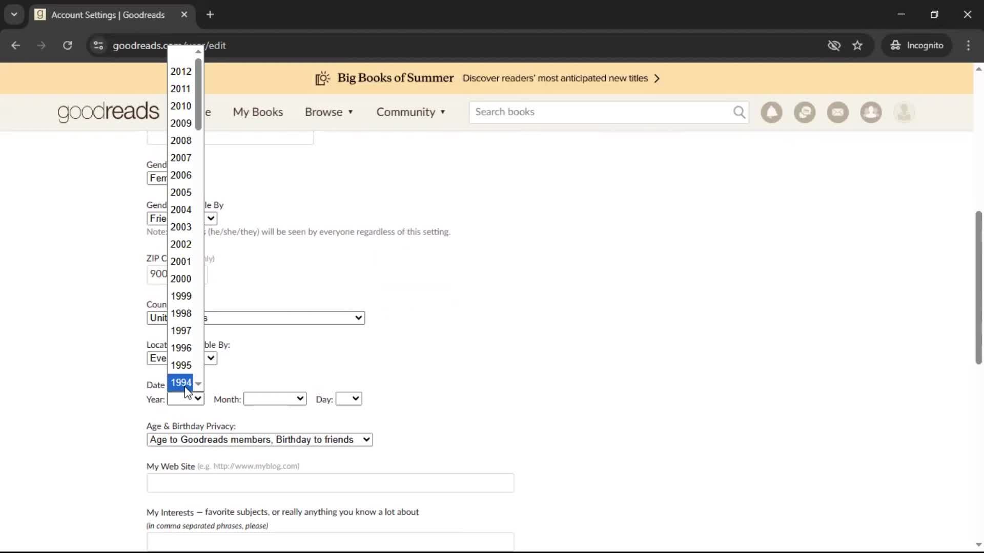 Updating your profile screenshot