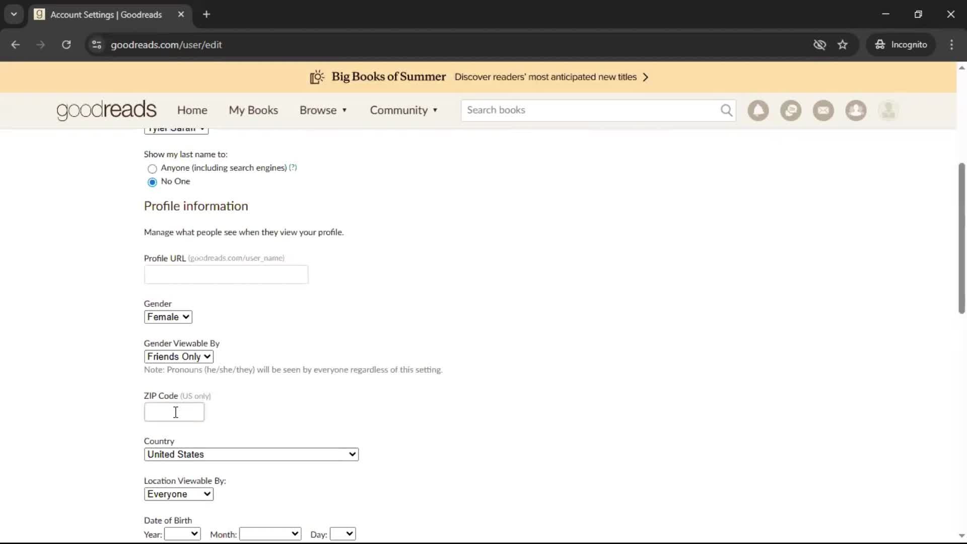 Updating your profile screenshot