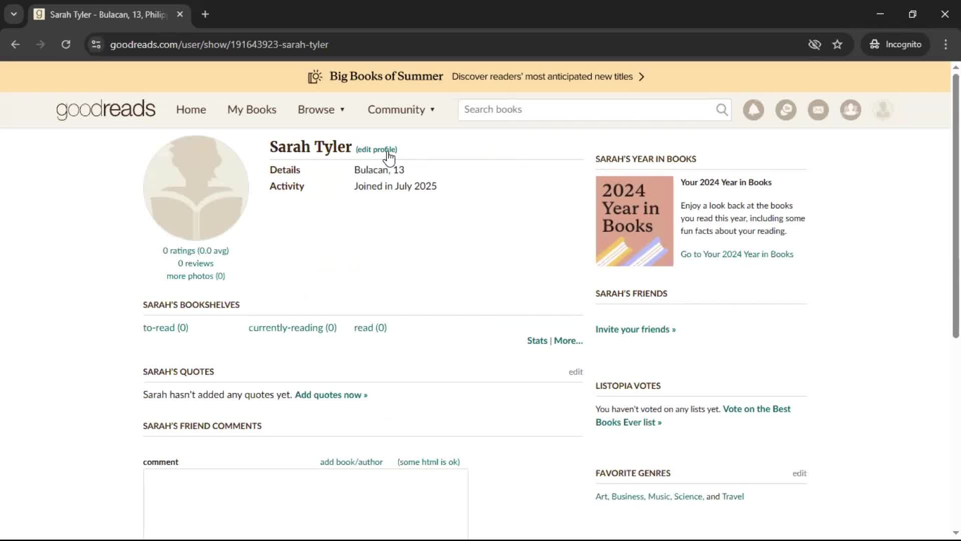 Updating your profile screenshot