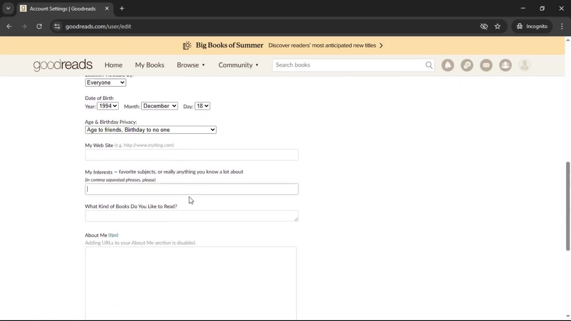 Updating your profile screenshot