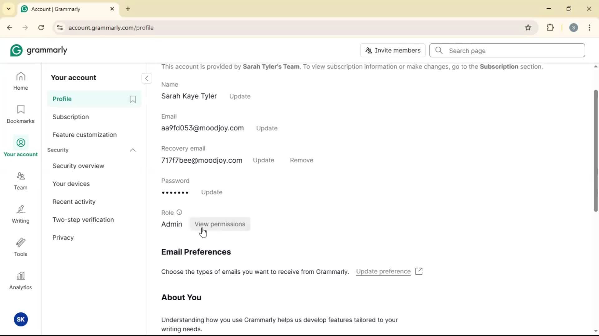 Updating your profile screenshot
